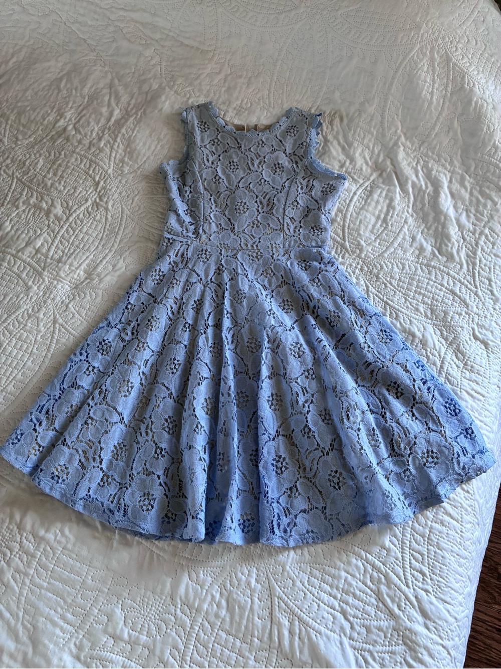 Rare Editions Light Blue Lace Midi Dress